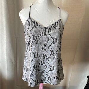 Express Gray Fitted Camisole with V-Neckline and Snake Print